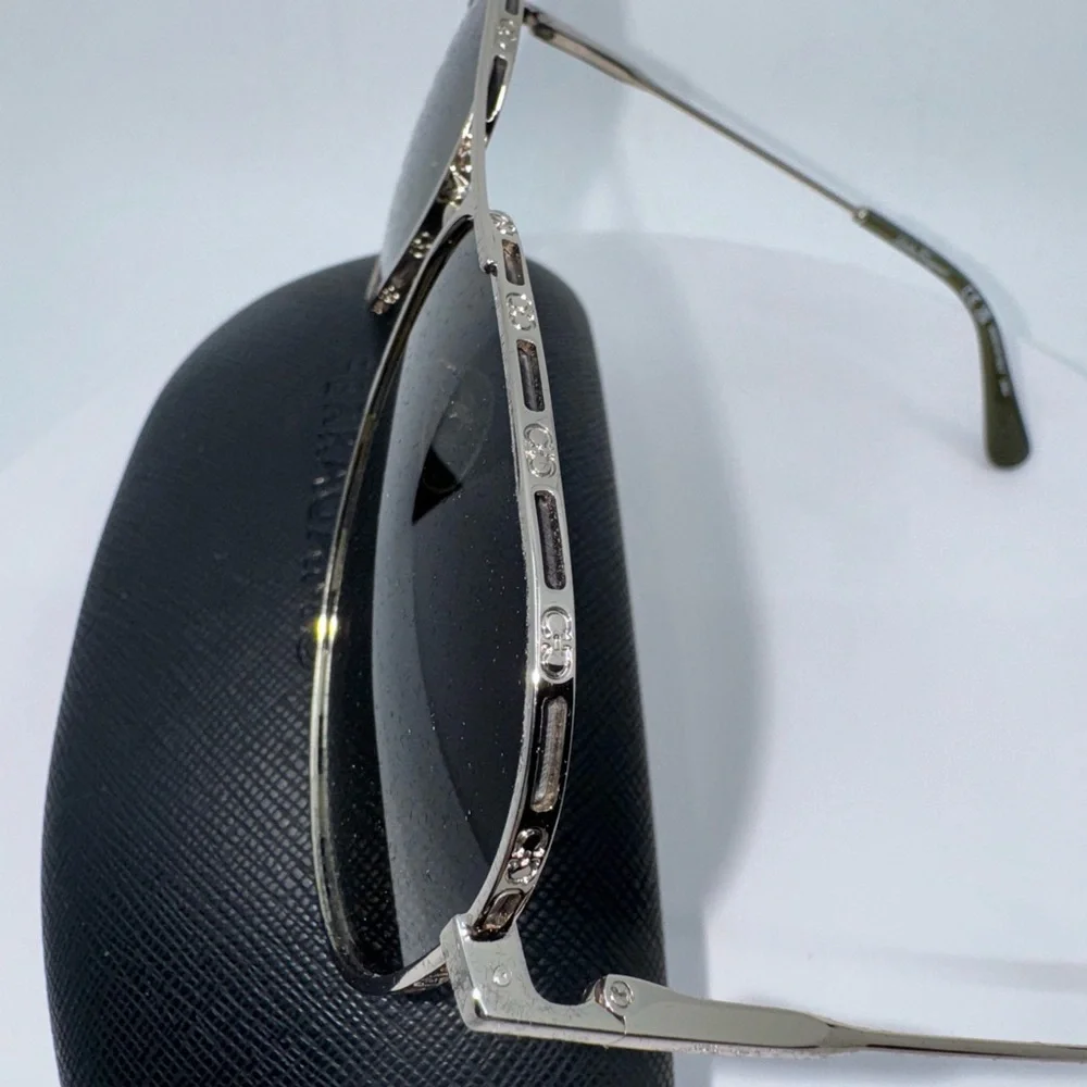New! Salvatore Ferragamo Gold/Green Oversized Aviator Sunglasses with Case